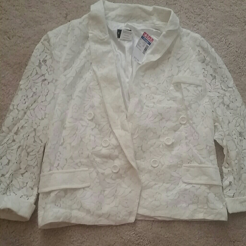 Ivory lace blazer jacket XL NWT